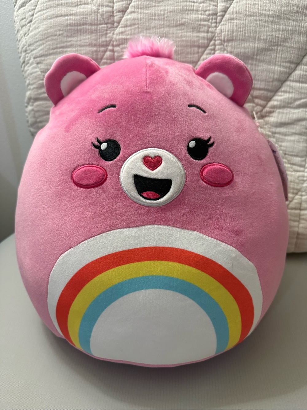 Cheer Bear Pink Rainbow Care Bear Soft Cuddly Squishmallow